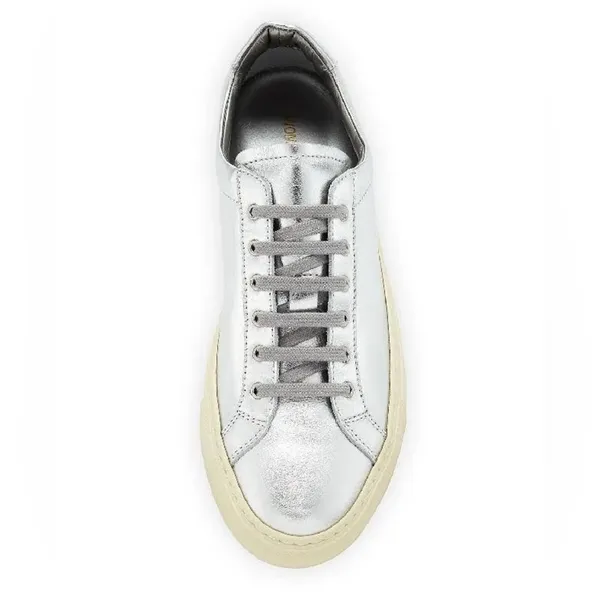 WOMAN by COMMON PROJECTS Achilles Retro Leather Low Top Sneakers Silver Size 38 - Image 2