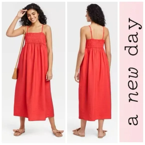 A New Day Woman’s Smocked Midi Slip Dress with pockets size large - Image 10