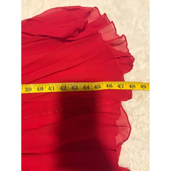 Lulus Never a Dull Moment Bright Red Tie-Strap Pleated Midi Dress Size XL Party - Image 8