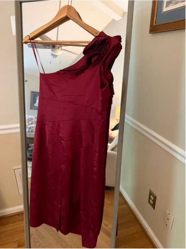 Jessica Simpson Red One Shoulder Dress Size 10 - Image 4