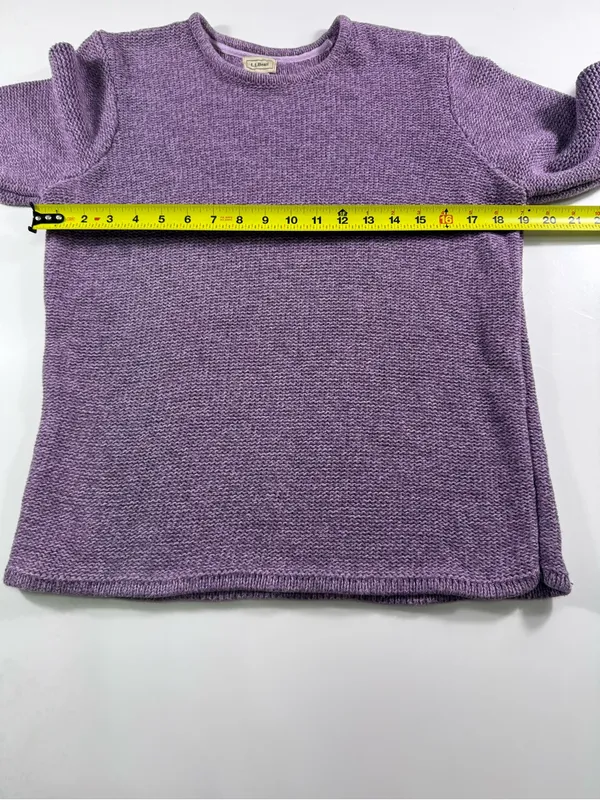 L.L. Bean 100% Cotton Lavender Crewneck Sweater - Image 4