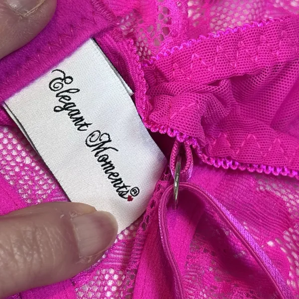 Elegant Moments Lace Adult Women Lingerie Babydoll Style 4438 size Medium Pink - Image 8