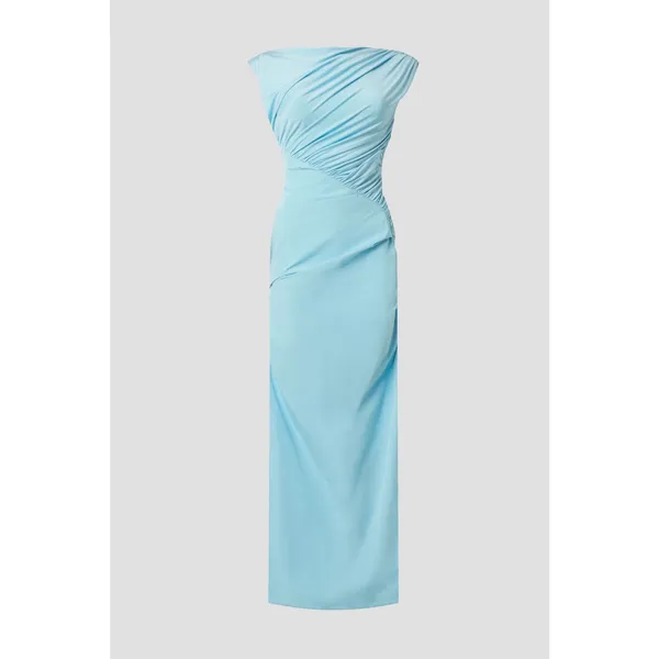Paris Georgia Kaya Light Blue Ruched Sleeveless Maxi Dress Size S - Image 5
