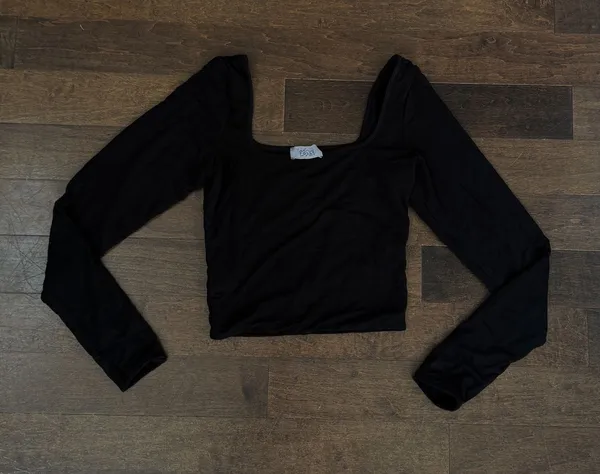 Oh Polly double lined sculpting square neck black longsleeve top - Image 2
