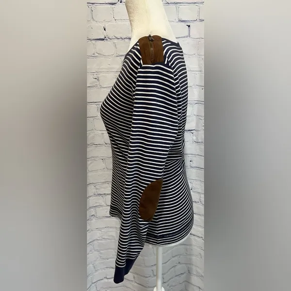 Lauren Ralph Lauren striped sweater with faux suede elbow patches size M - Image 3