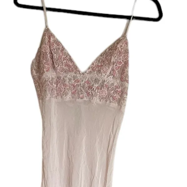 NWOT Free People Midnight Magic Maxi Slip Dress Pink Beaded Lace Trim - Image 10
