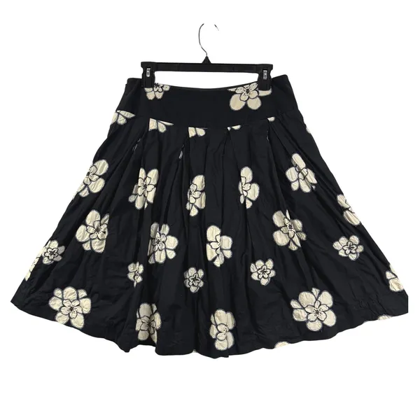 Vintage GAP 6 Black‎ Floral Embroidered 100% Cotton A-Line Mini Skirt Twee Cute - Image 2