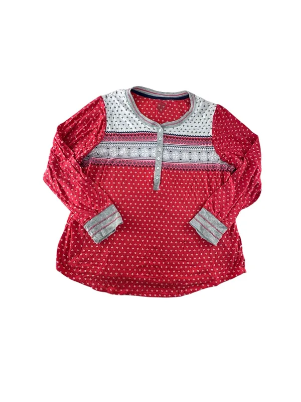 Cuddl Duds Red Polka Dot Long-Sleeve Pajama Set with Gray Trim - Image 3