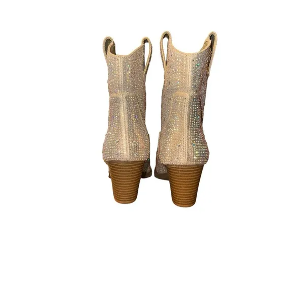 Forever Cowboy Western Ankle Boots Rhinestone Bling River01 Champagne Size 6 - Image 5