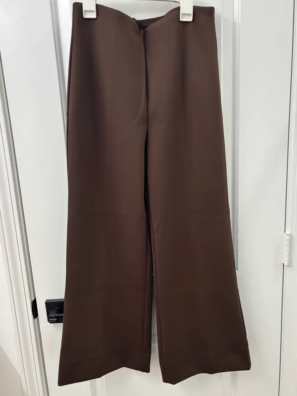 Elie tahari brown wide leg trouser pant cropped - Image 2