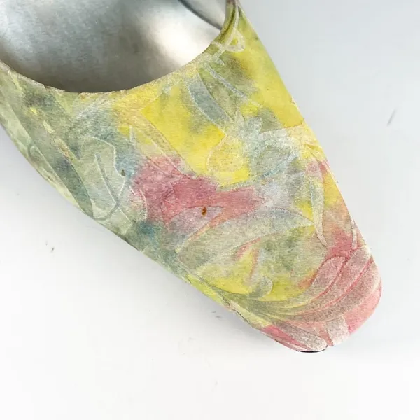 Bellini Tamesis Embossed Leather Kitten Heels Shoes Floral Yellow Pink Women 7.5 - Image 11