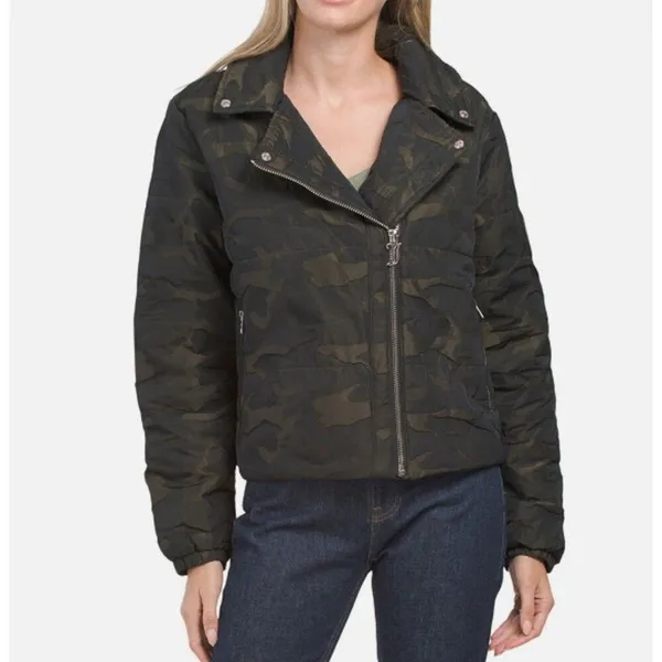 Juicy Couture NWT Women Small Camo Moto Puffer Jacket Fall Vintage Retro Y2K - Image 3