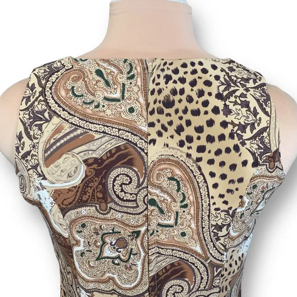 Vintage Dress Brown Leopard Animal Print‎ Paisley Sleeveless Maxi Boho Grunge - Image 7