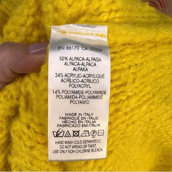 Sleeping on Snow (Anthro) Yellow Crochet Alpaca Sweater Size S - Image 5