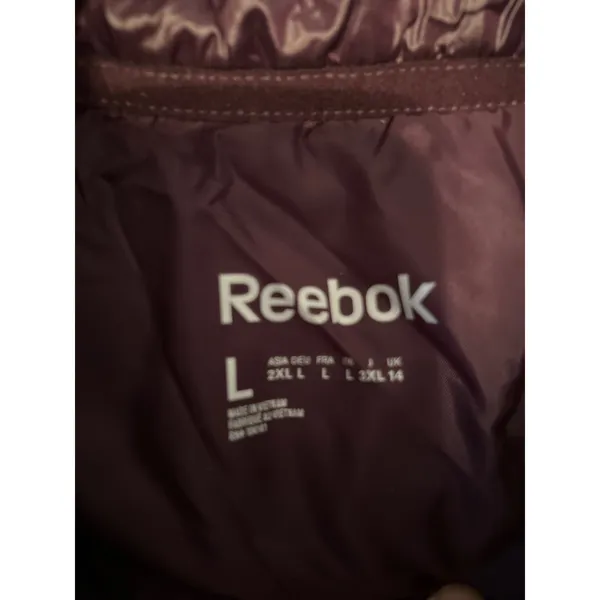 Reebok‎ Quilted Asymmetrical Zip Vest Purple Burgundy Puffer Athletic Size L - Image 7