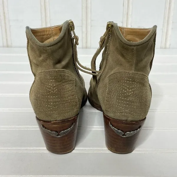 Zadig & Voltaire Molly Khaki Suede Wing Ankle Boots Spain 36 Western Block Heel - Image 2
