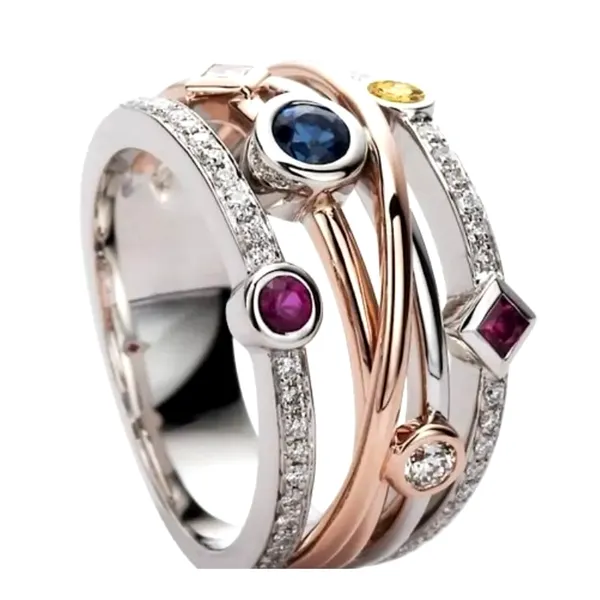 Exquisite Silver Plated Lady Cross Two Tone Wide Ring Size 8 - Image 5