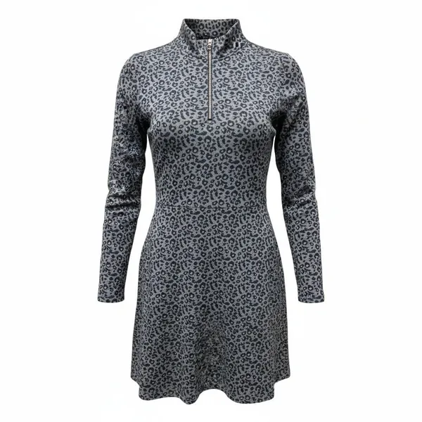Tommy Hilfiger Womens Dress Size S Leopard Print Mock Neck Quarter Zip Casual - Image 4