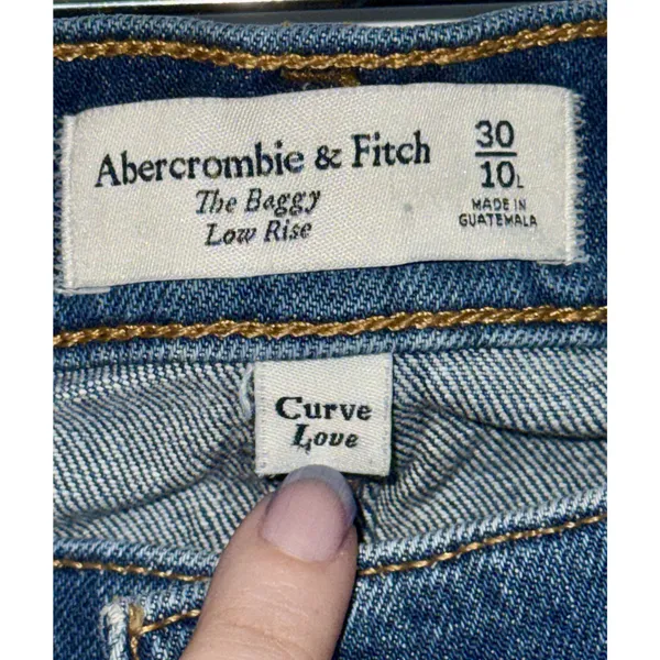 Abercrombie & Fitch Curve Love Baggy Low Rise Blue Denim Cropped Jeans Sz 30 10L - Image 3
