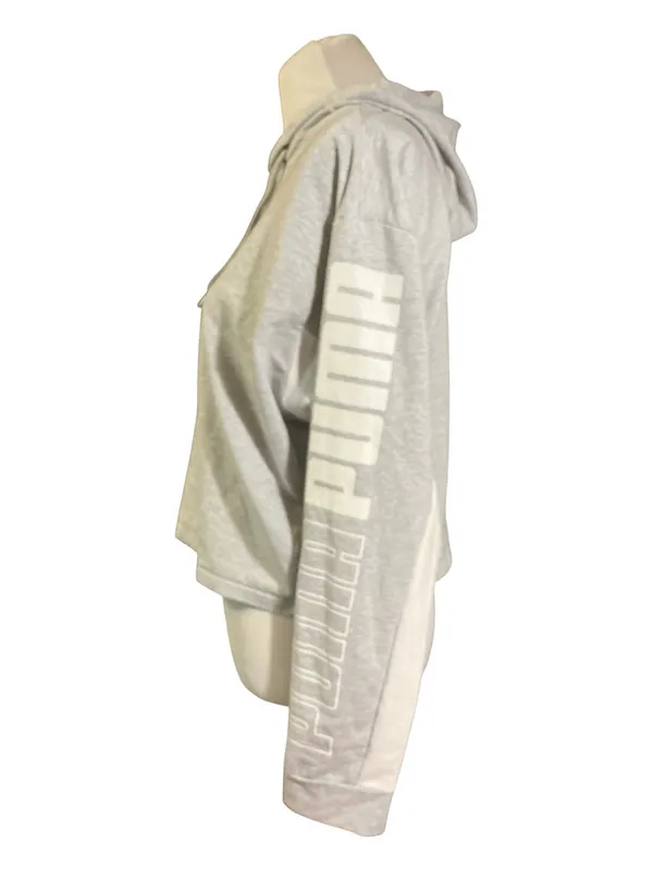 PUMA Keeps You Dry Women’s Gray Cropped Hoodie Sweatshirt Size M - Image 2