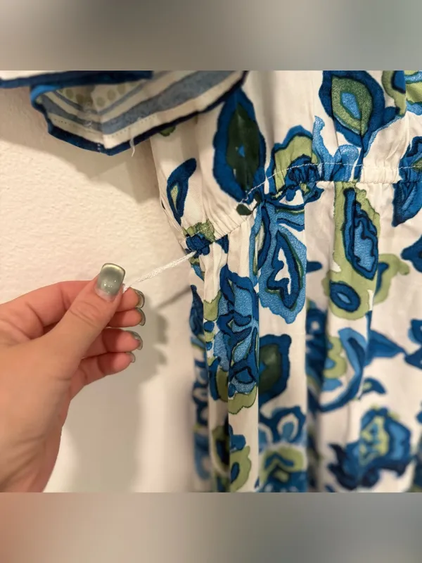 Fig + Flower Blue Green Floral Maxi Dress L - Image 6