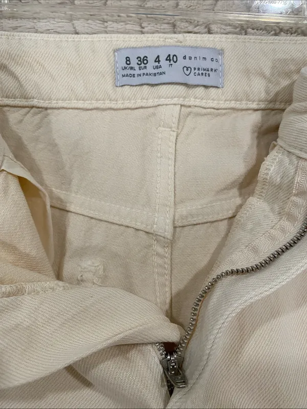 Primark Cream Drawstring Cotton Shorts size 4 - Image 5