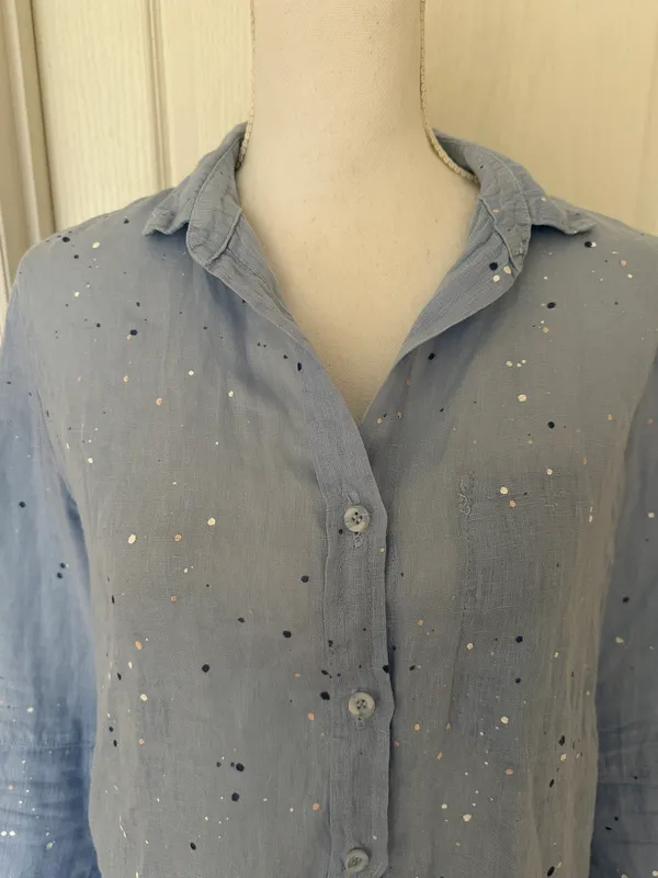 Cloth & Stone by Woman’s Paint-Splattered Linen Buttondown, Sz XS - Image 5