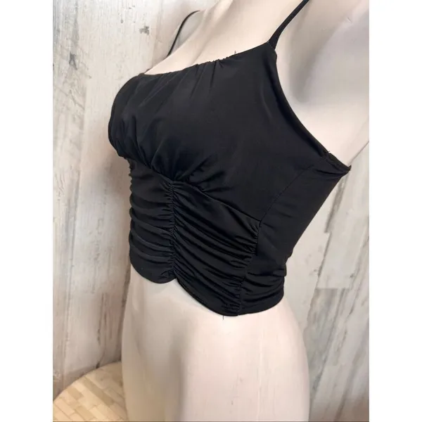 Live in the Moment Black Ruched Cami Top Women’s Size M - Image 2