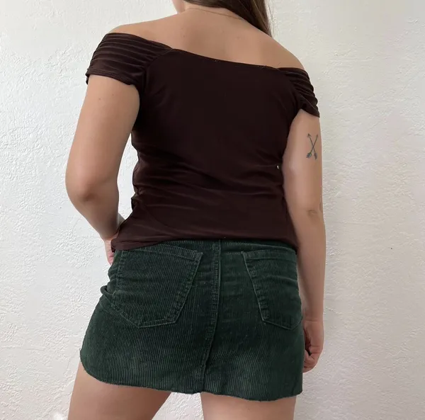 Carol Rose Women's Brown Ruched Top Short Sleeve Off Shoulder y2k Cottagecore - Image 3