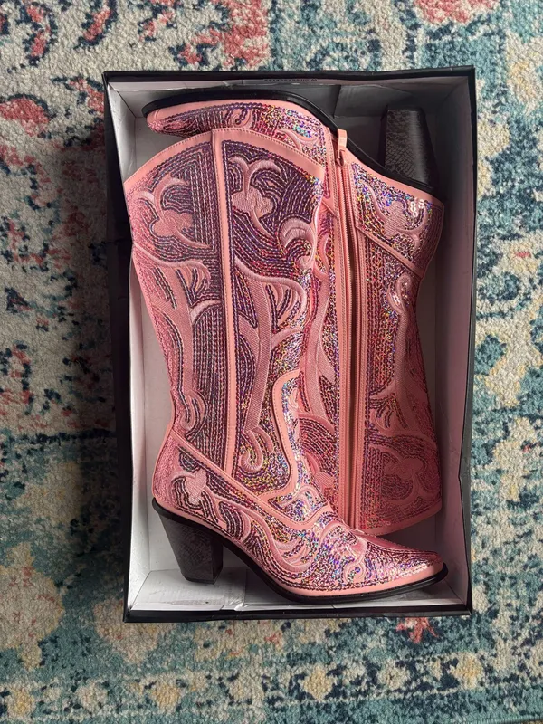 Triple Threads Pink Cowgirl Boots - Image 2