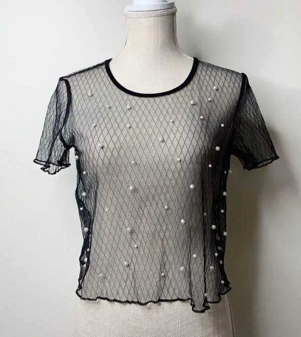 SheIn Pearl Sheer Top - Image 2
