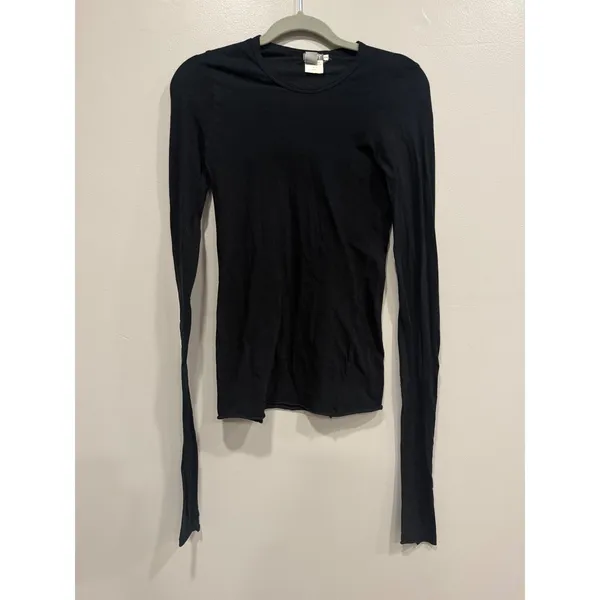 Kristensen Du Nord Top Women Size 6 US Black Long‎ Sleeve Raw Hem Minimalist - Image 2