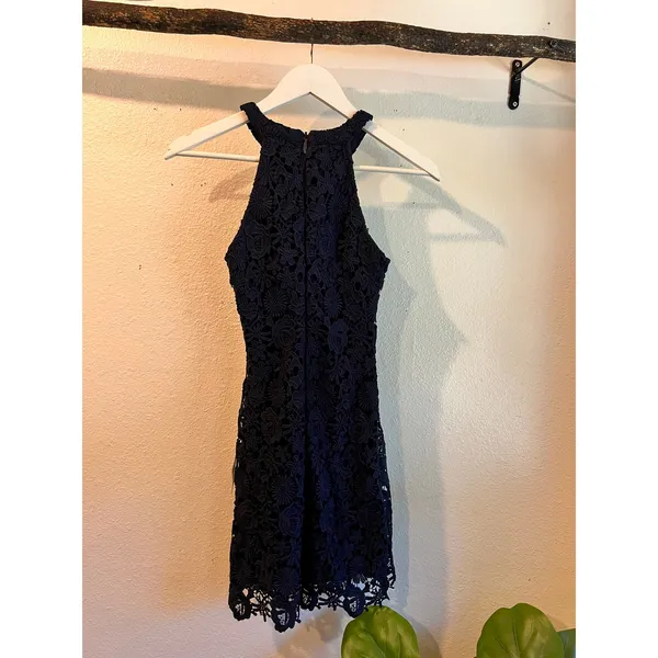 Lulu's Love Poem Navy Blue Floral Lace Sleeveless Cocktail Dress NEW Size XXS - Image 4