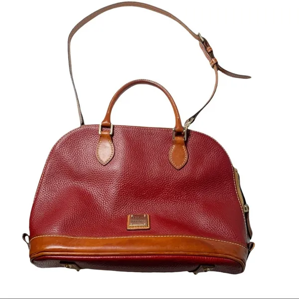 Dooney & Bourke Medium Red Leather Domed Satchel Bag Purse Shoulder Top Handle - Image 2