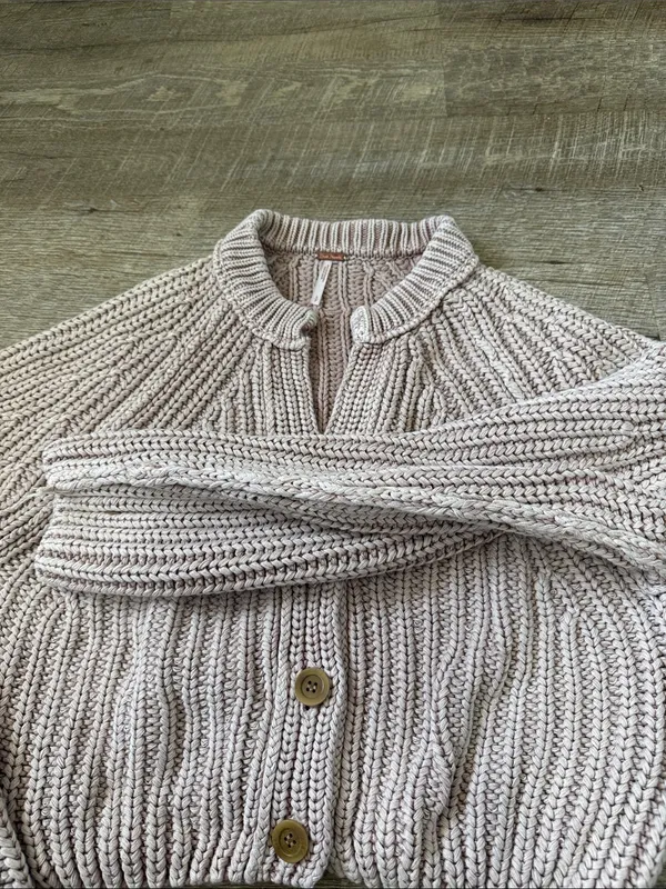 Free People Sweet Nothing Cotton Cardigan in Sandcastle Size Small - Image 3