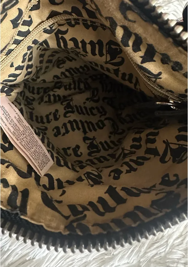 Juicy Couture Y2K Black Velour Crossbody Bag - 2011 Vintage Pink Sparkles - Image 7
