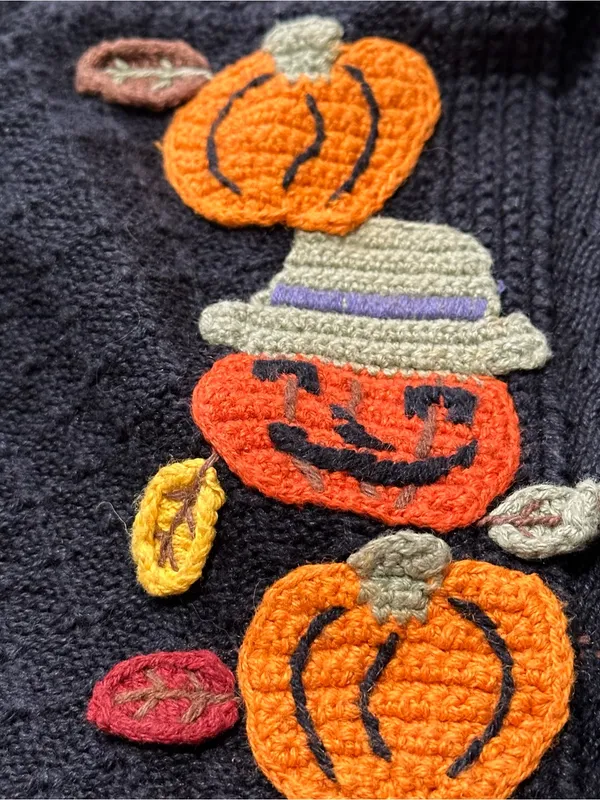 Lord & Taylor Karen Scott Vintage L Black Orange Pumpkin Halloween Sweater Vest - Image 4