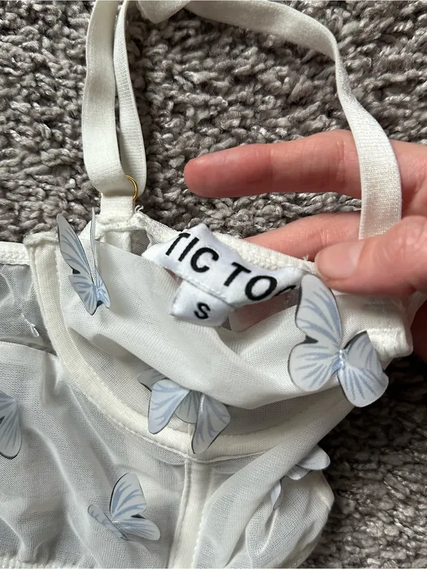 White Sheer Bra with 3D Butterfly Embellishments - Image 3