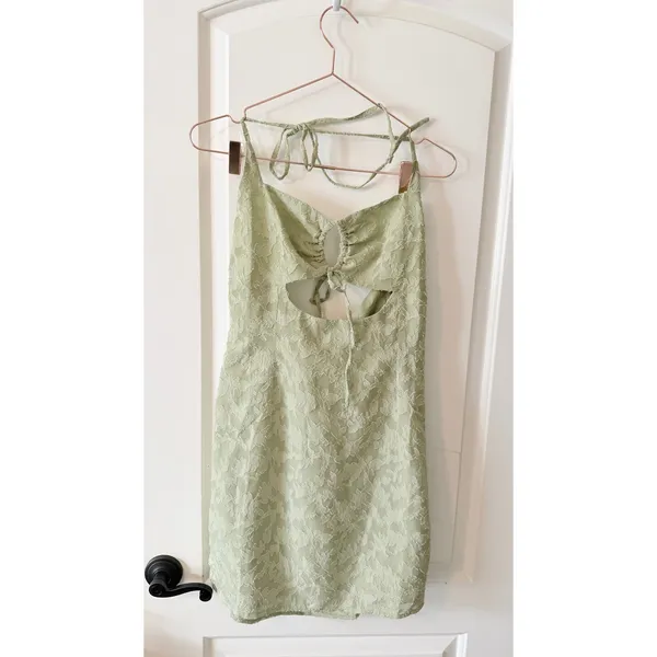 Princess Polly Mini Dress‎ Womens Andre Size 10 Green Floral Burnout Halter - Image 3