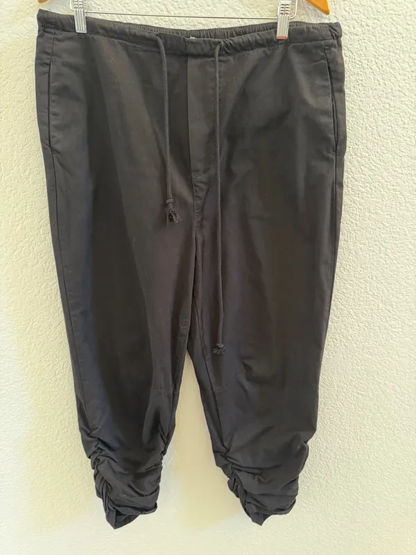 Free People Black Parachute Pants Ruched Leg Drawstring Cargo Joggers Size Small - Image 3