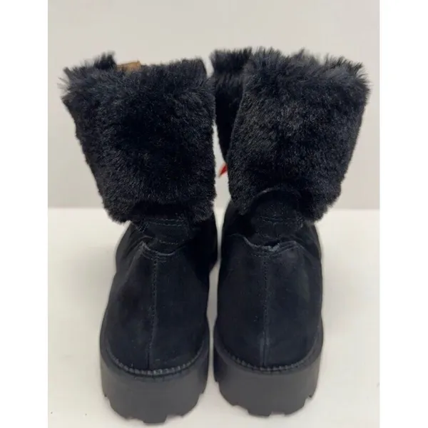 Blondo Hayven Waterproof Suede Faux Fur Zip Lug Sole‎ Boots Black Size 7 NEW - Image 4