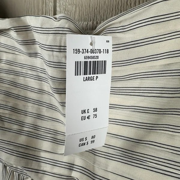 Abercrombie & Fitch Emerson Baby Doll Mini Dress Large Petite Puff Sleeve Stripe - Image 9
