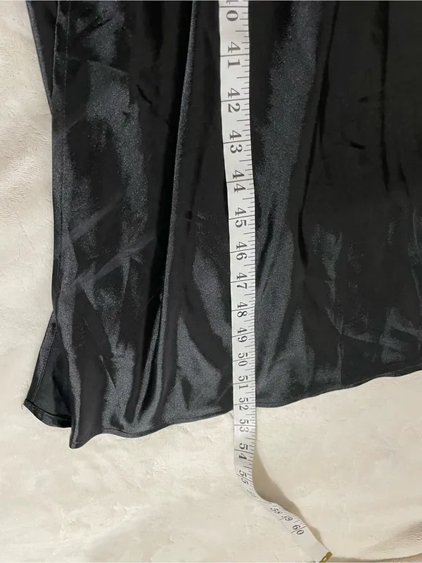 International Concepts Satin Like Lace-Trim Slip Long Nightgown Black Size M NWT - Image 7