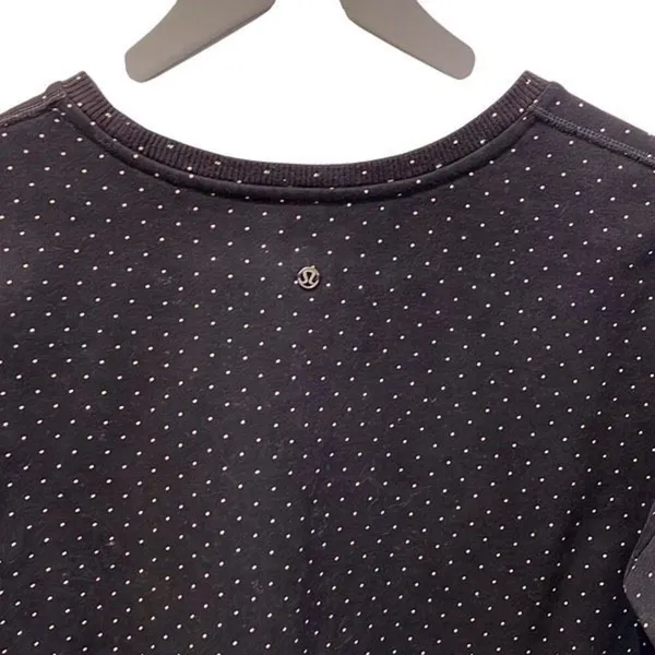 Lululemon Womens Polka Dot‎ Crew Neck Fleece Pullover Sweatshirt Black Size 4 - Image 6