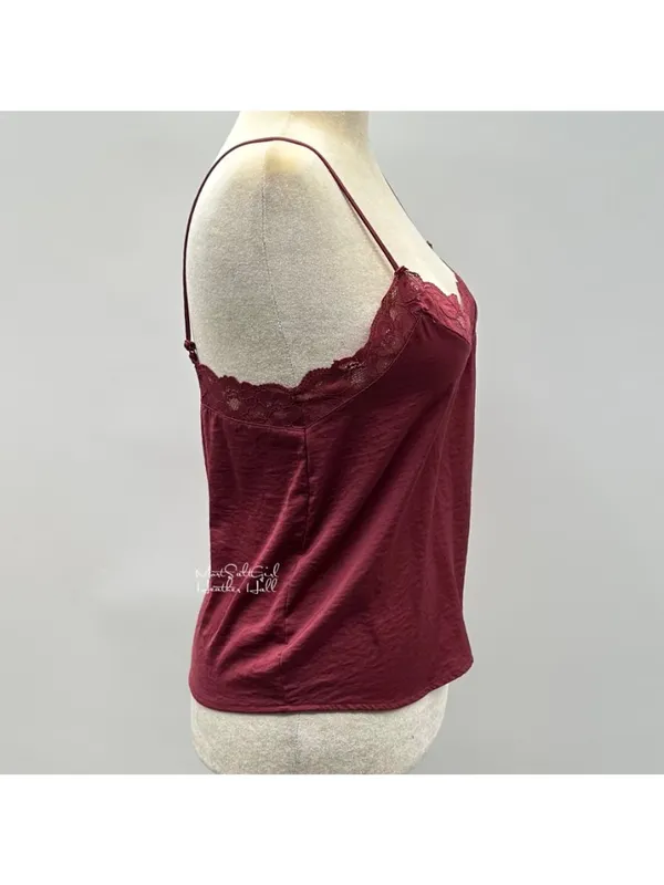 Pink Rose Lace-Trimmed Cami Top Size Large - Image 4