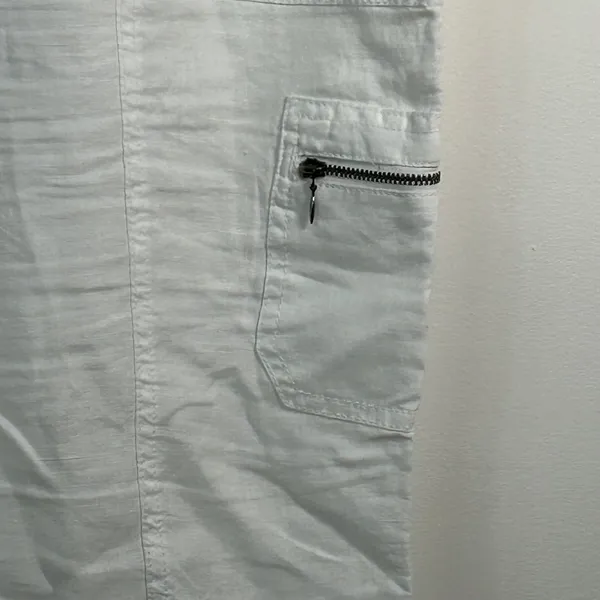 Style & Co White Linen‎ Cargo Capri Pants XL Elastic Drawstring Cropped Pockets - Image 4
