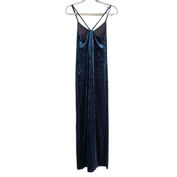 Lilac Wine Teal Blue Crushed Velvet Maxi Slip Dress y2k - M - Image 5