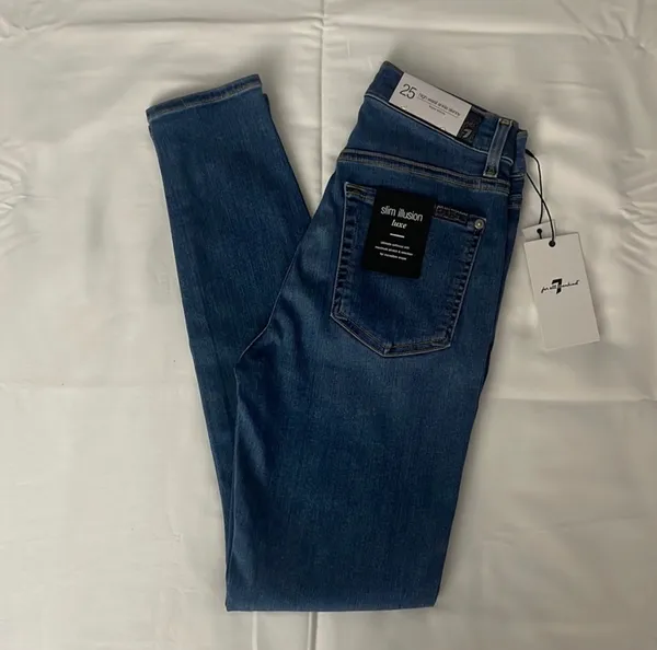 7 For All Mankind Silm illusion Luxe High Waist Ankle Skinny Jeans Sz 25 - Image 2