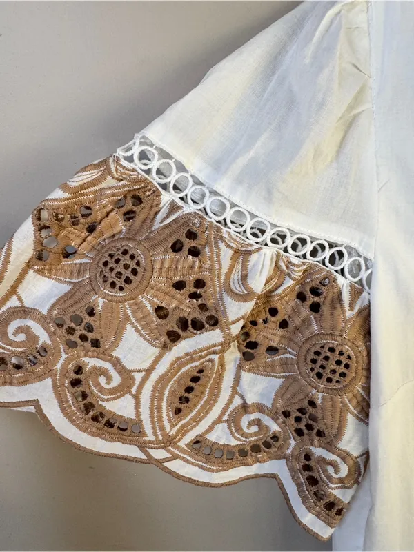 Love by Design Southhampton embroidered button front white cotton maxidress sz S - Image 9