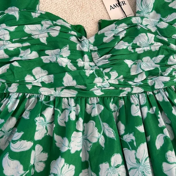 AMUR Martine Mini Dress, Green/White Floral, Size 10, NWT - Image 5